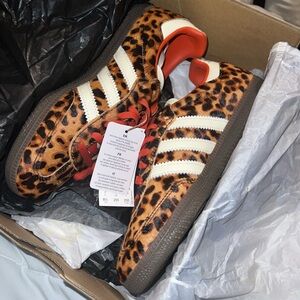 Adidas Leopard Print Shoes with Red Laces